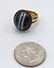 14K Gold Vintage Banded Agate Gold Ring. Rope trim moun - 6