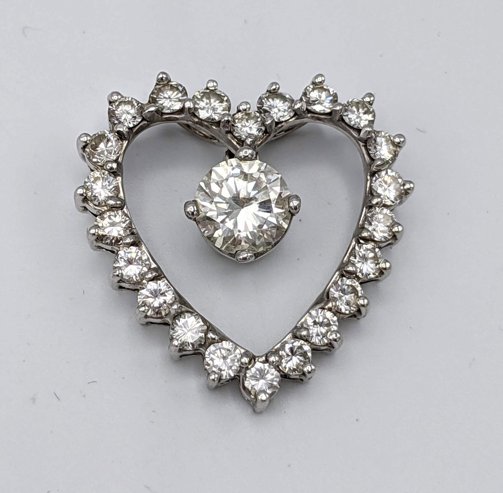 Diamond Heart Pendant White Gold Setting. Approx 1.75 C (1 of 9)