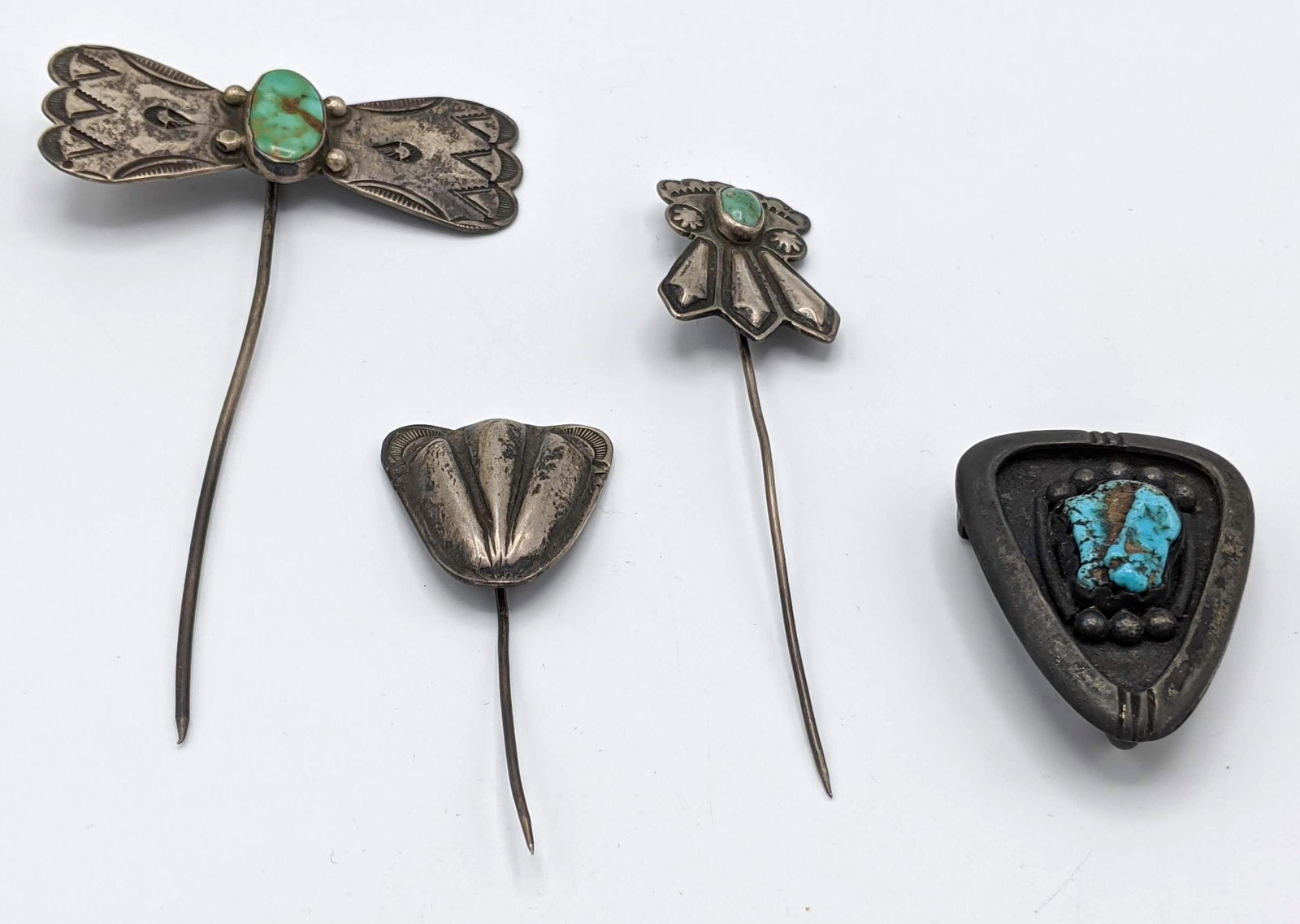 4pc Native American Indian Silver Turquoise Pins. Butte (1 of 12)