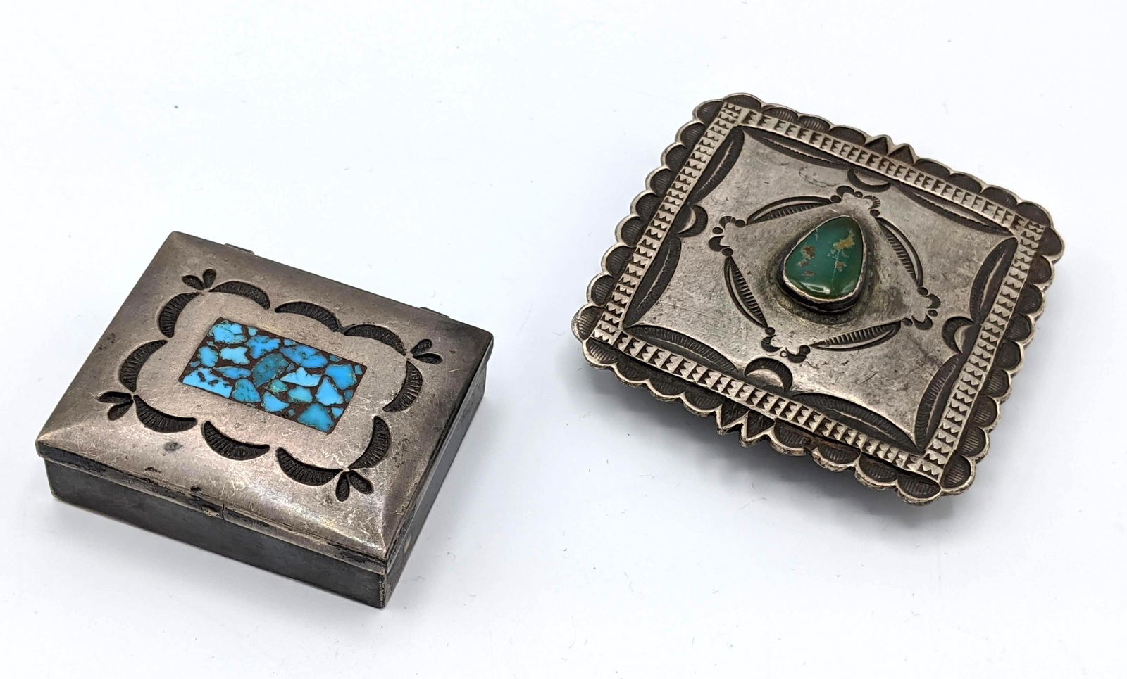 2pc Native American Silver Turquoise Navajo Items. Smal (1 of 9)