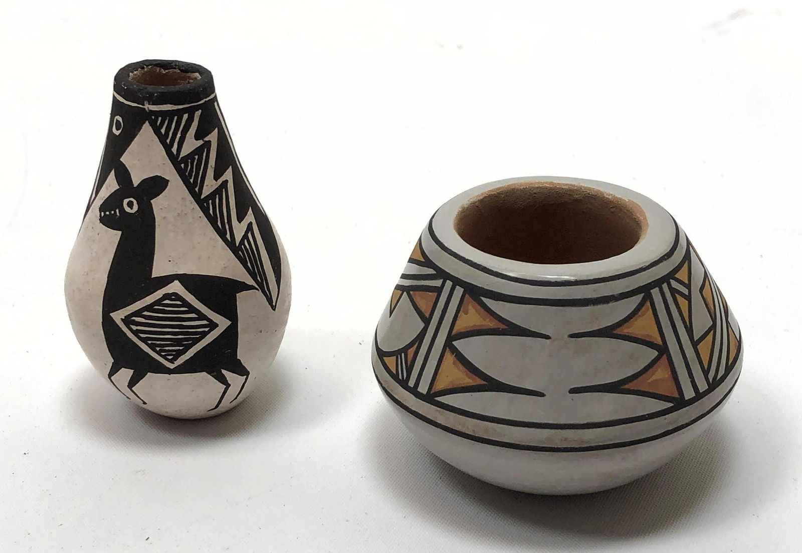 2pc Native American Indian Pottery Mini Vases. 1) LUCY (1 of 8)