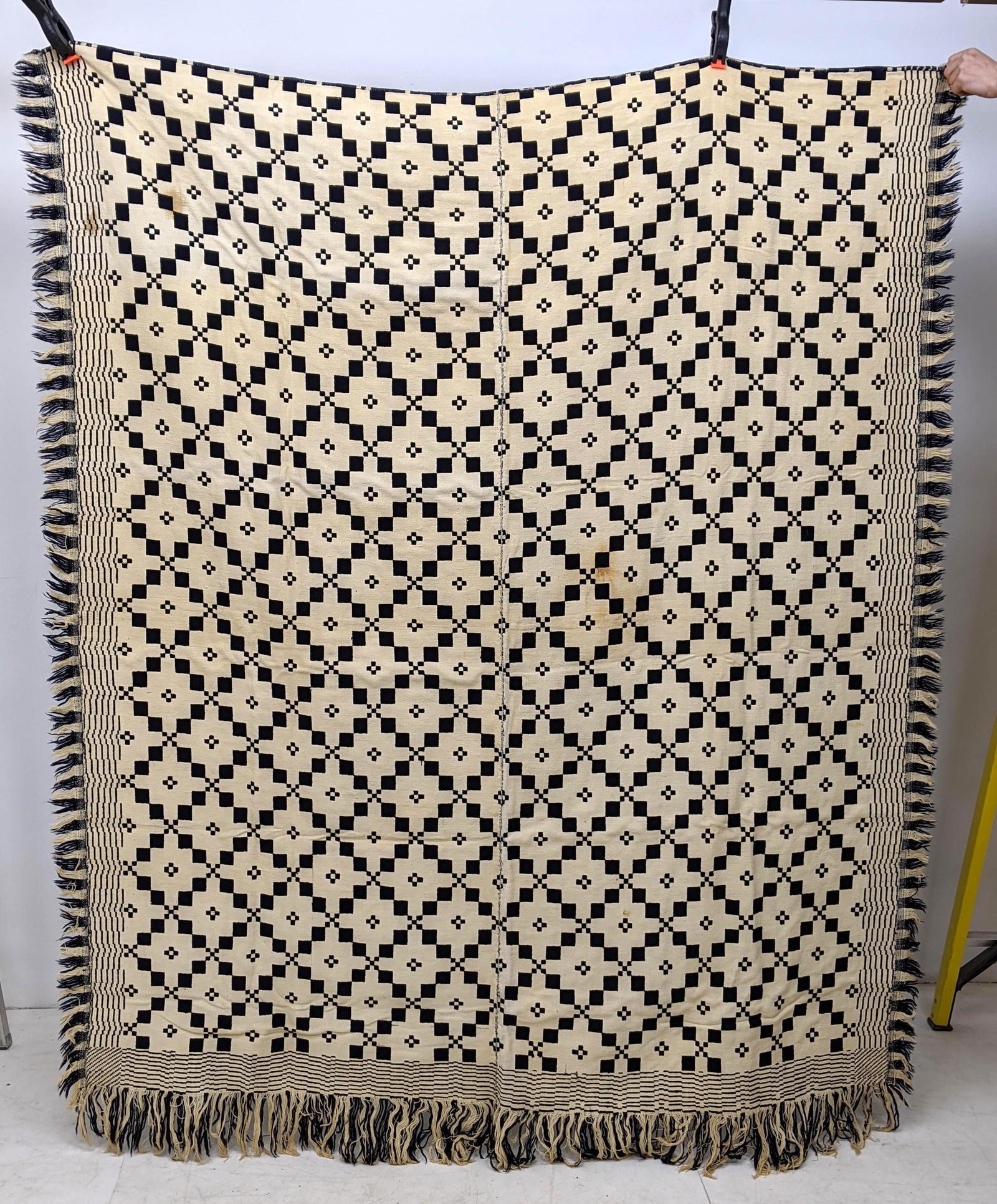 Blue and Creme Antique Woven Coverlet Early 19th Centur (1 of 20)