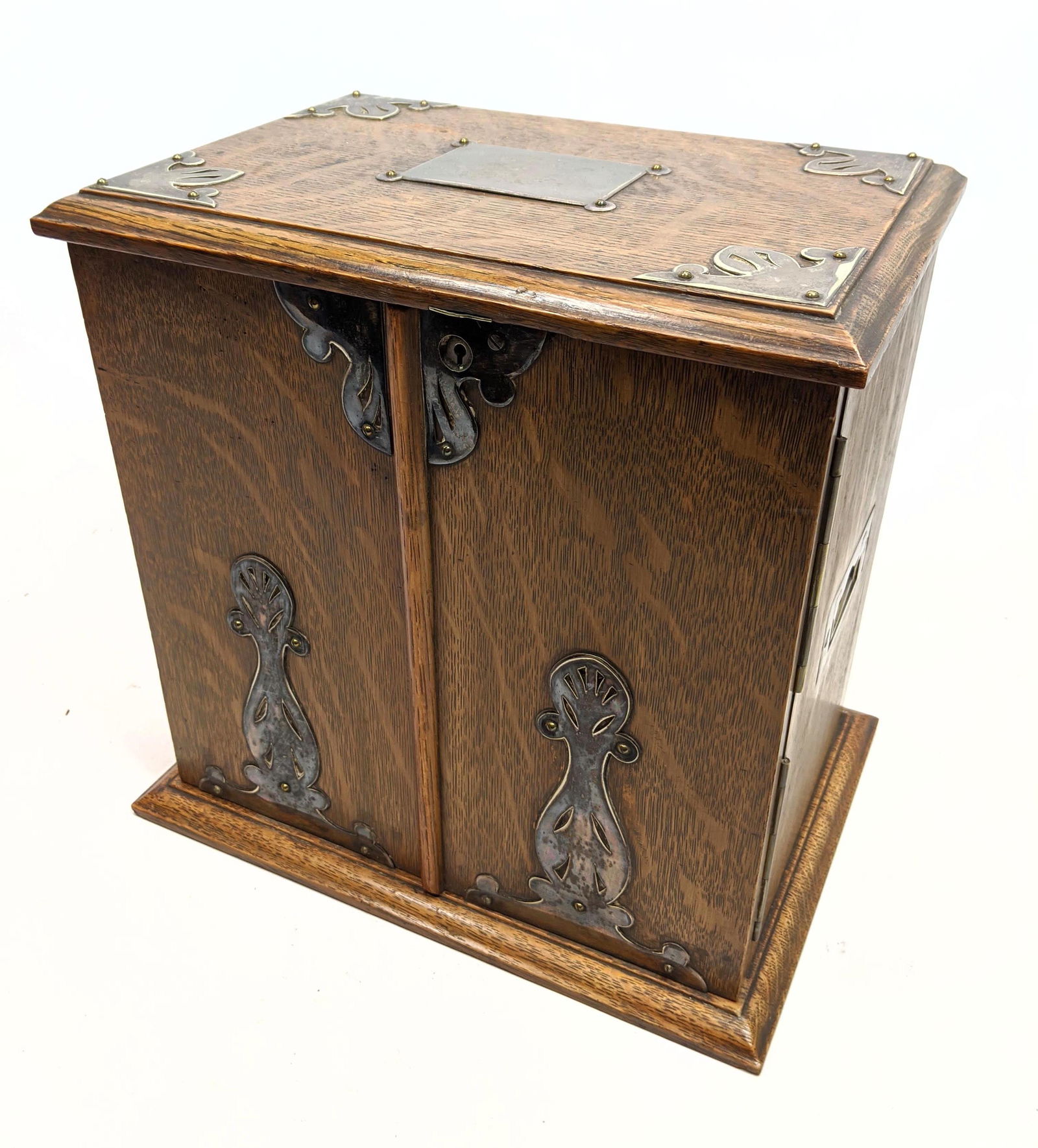 Unusual Antique Oak Humidor Cabinet. Smoking set with r (1 of 18)