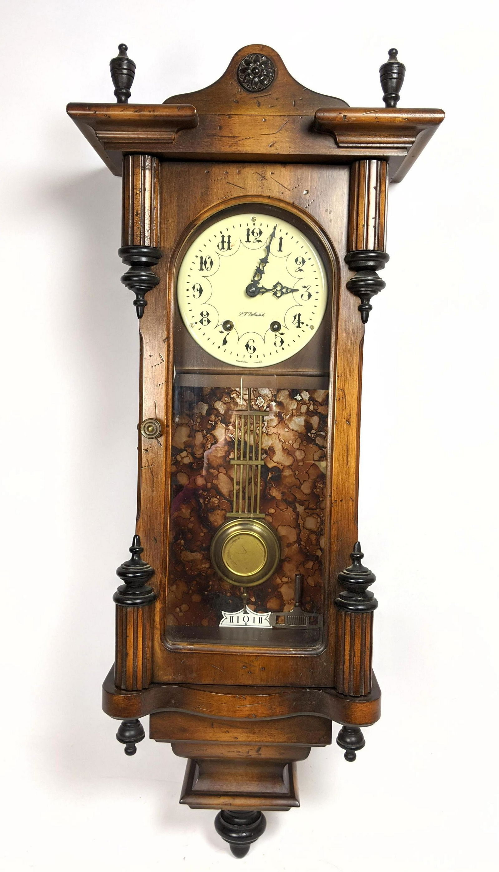 P. F. BOLLENBACH Wall Mount Case Clock. Made in Barring Mar 04, 2020 Uniques & Antiques, Inc
