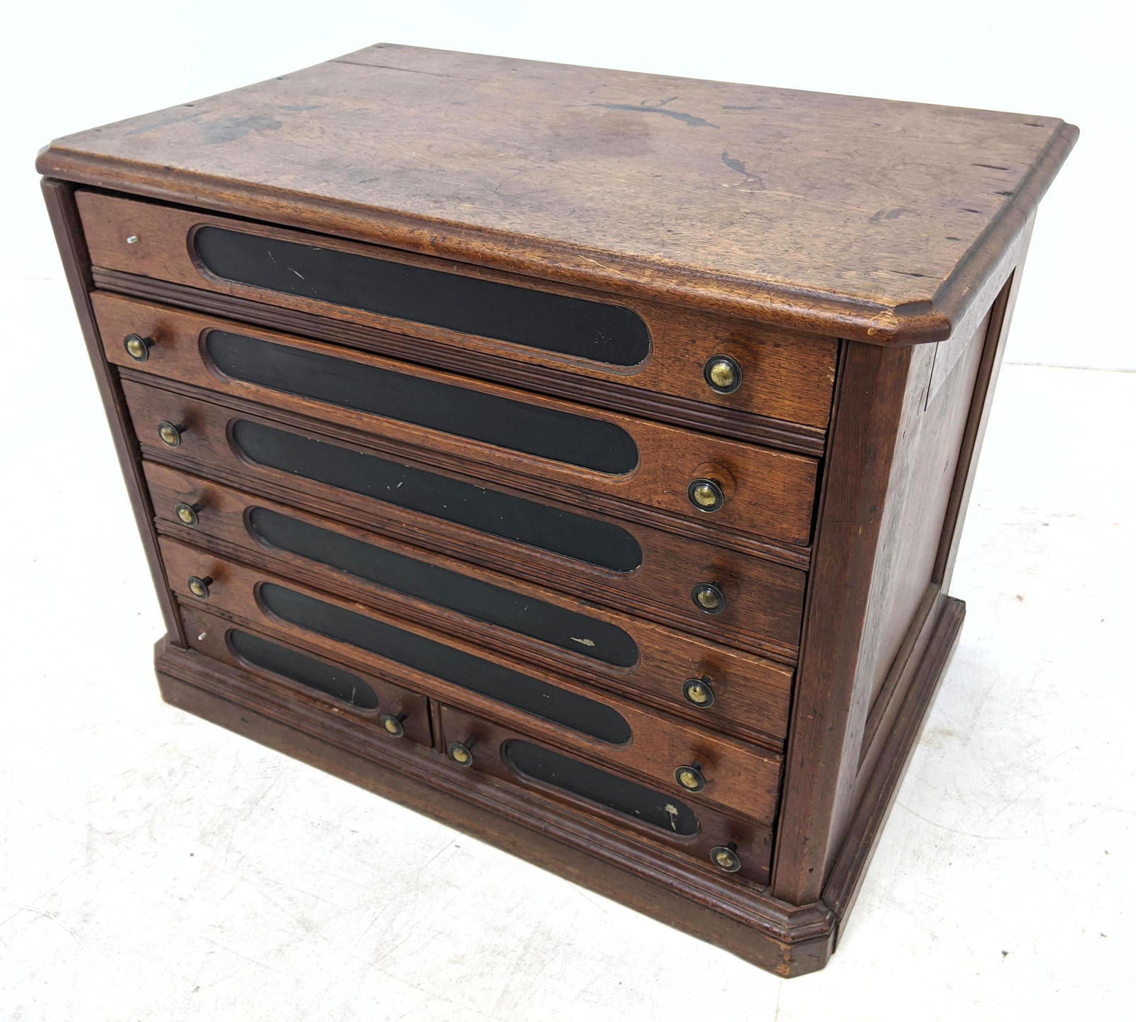 Tabletop 7 Drawer Store Cabinet. Replaced brass hardwar (1 of 10)