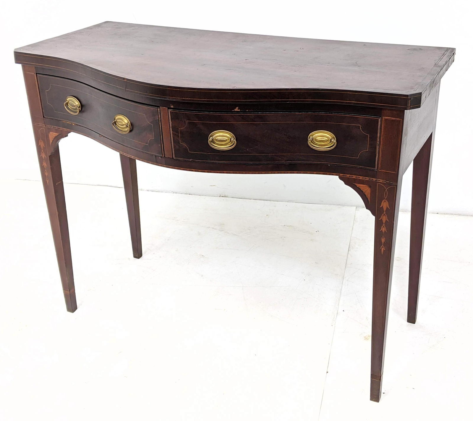 Antique Hepplewhite Style Curved Front Hall Console Tab (1 of 13)