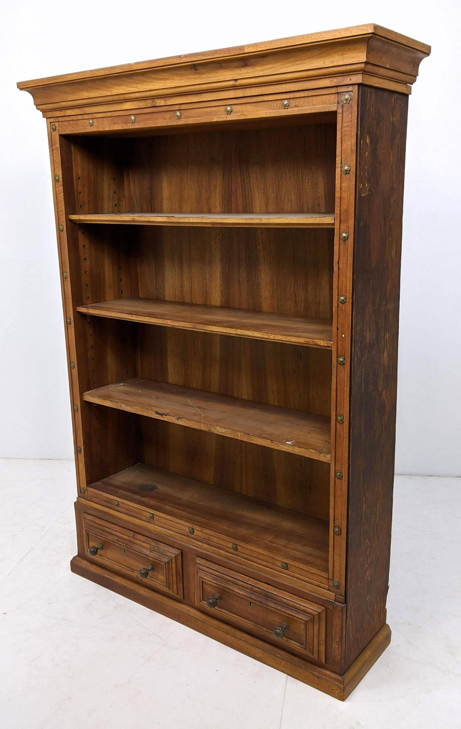 Victorian Tall Wood Adjustable Shelf Bookcase. Brass ha (1 of 9)