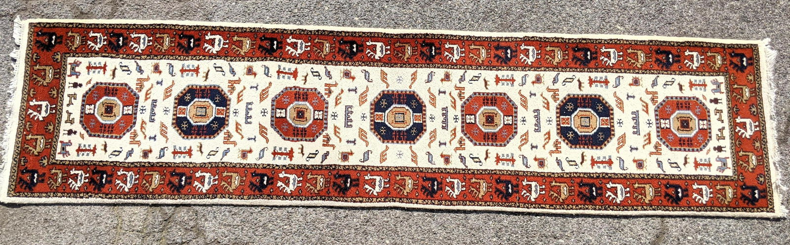 10'4 x 2'6 Handmade Oriental Runner Carpet Rug.  Tan wi (1 of 6)