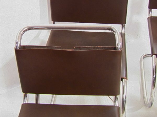 4 Marcel BREUER for Knoll Tubular MR Chairs. Leath - 3
