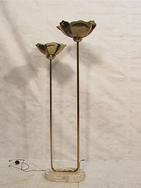 Decorator Flower Form Floor Lamp. Brass on Traver
