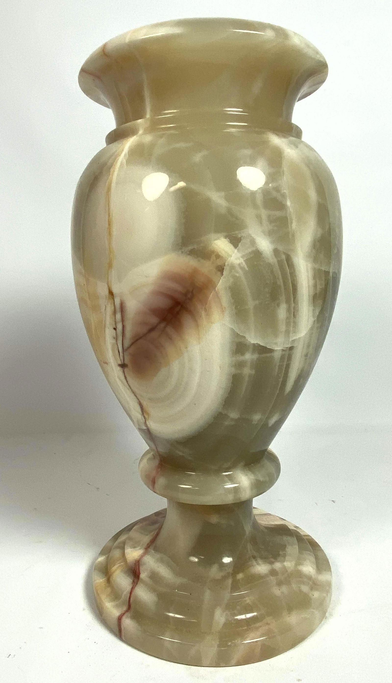 Heavy Turned Stone Onyx Vase with Natural Inclusions. (1 of 6)