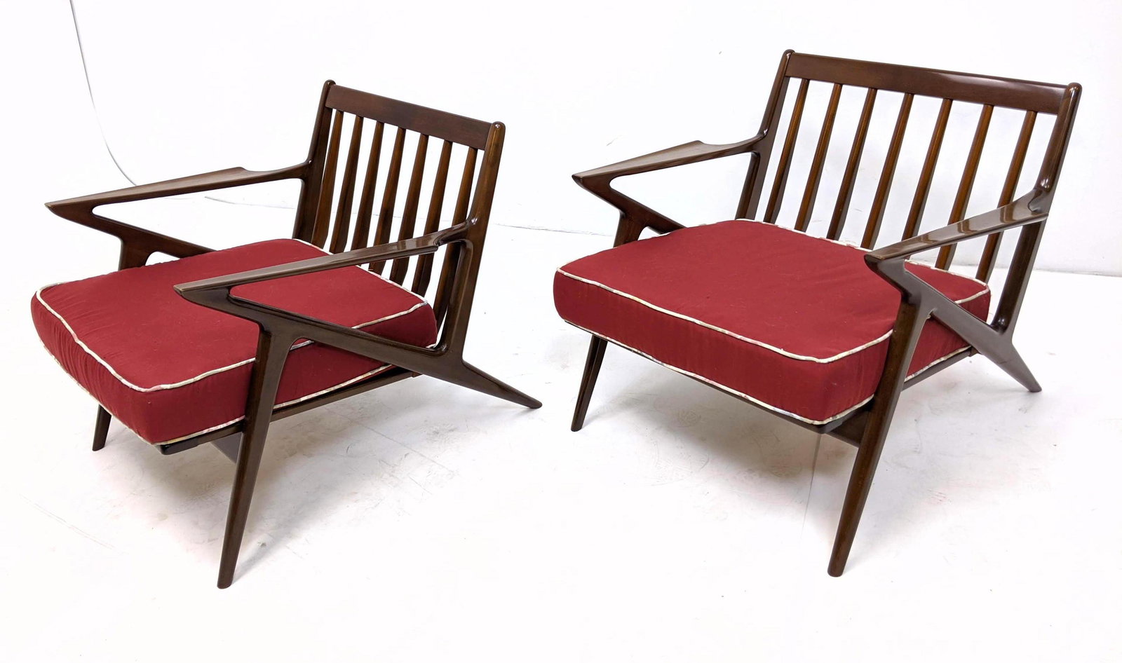 Pr Poul Jensen Z Lounge Chairs for Selig. Metal label.: Pr Poul Jensen Z Lounge Chairs for Selig. Metal label.-- Dimensions: H: 26 inches: W: 29.5 inches: D: 33 inches ---