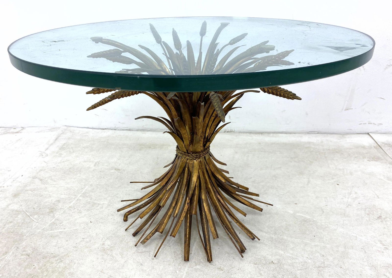 Decorator Gilt Metal Italian Wheat Sheaf Side Table. Co (1 of 6)