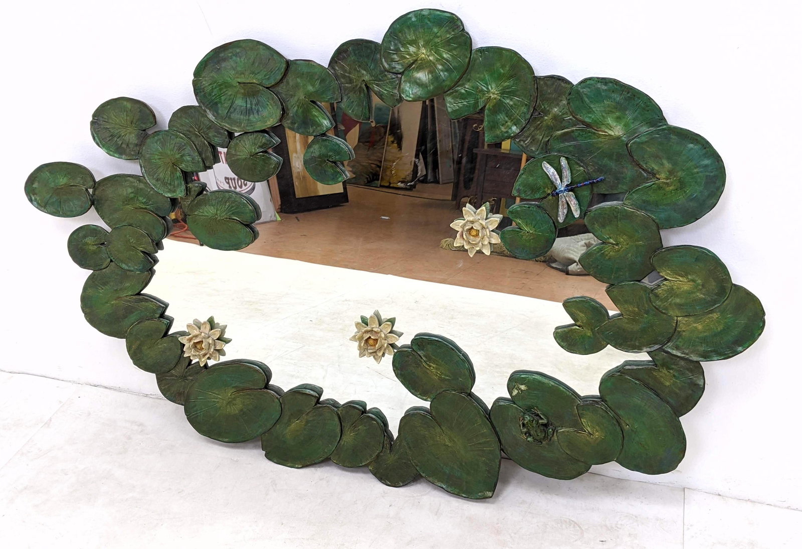 Large Decorator Lily Pad Form Wall Mirror. Painted comp (1 of 10)