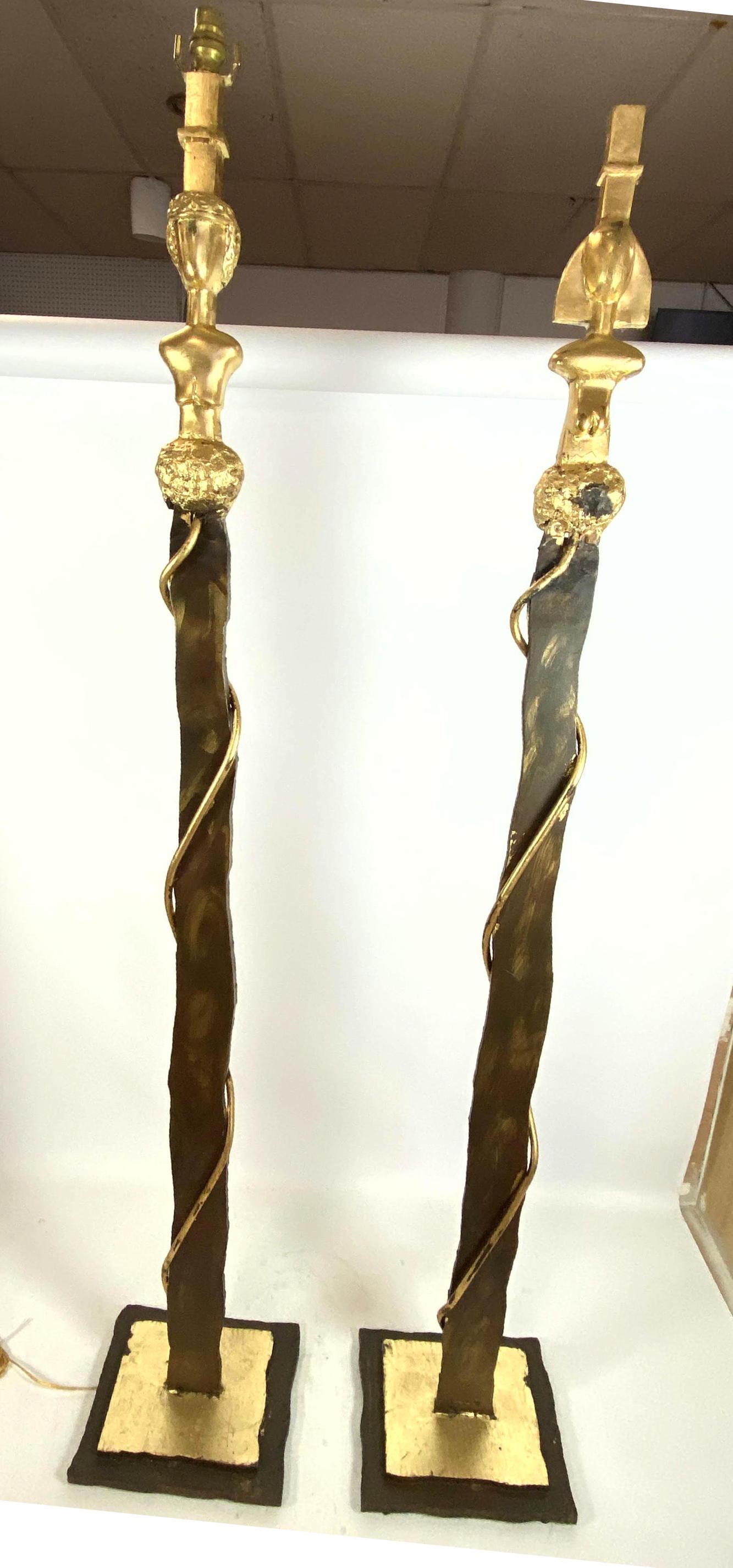 Pair Bronze and Iron Giacometti Style Floor Lamps.  Gol (1 of 15)