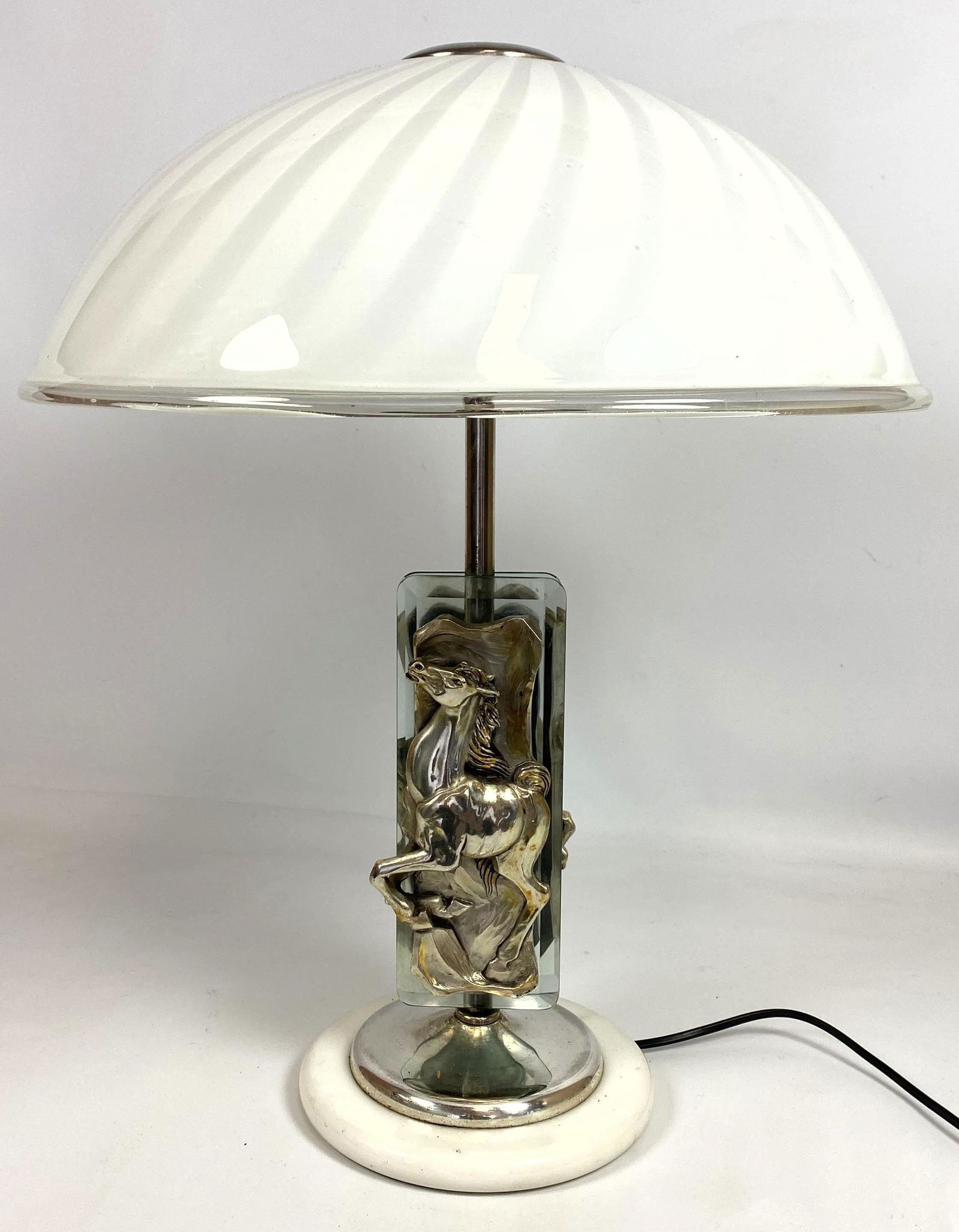 OTTAVIANI.  Figural Table Lamp.  Silver and Glass with (1 of 12)
