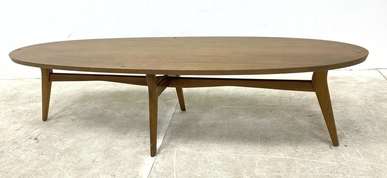 American Modern Mersman, elliptical walnut coffee table (1 of 7)