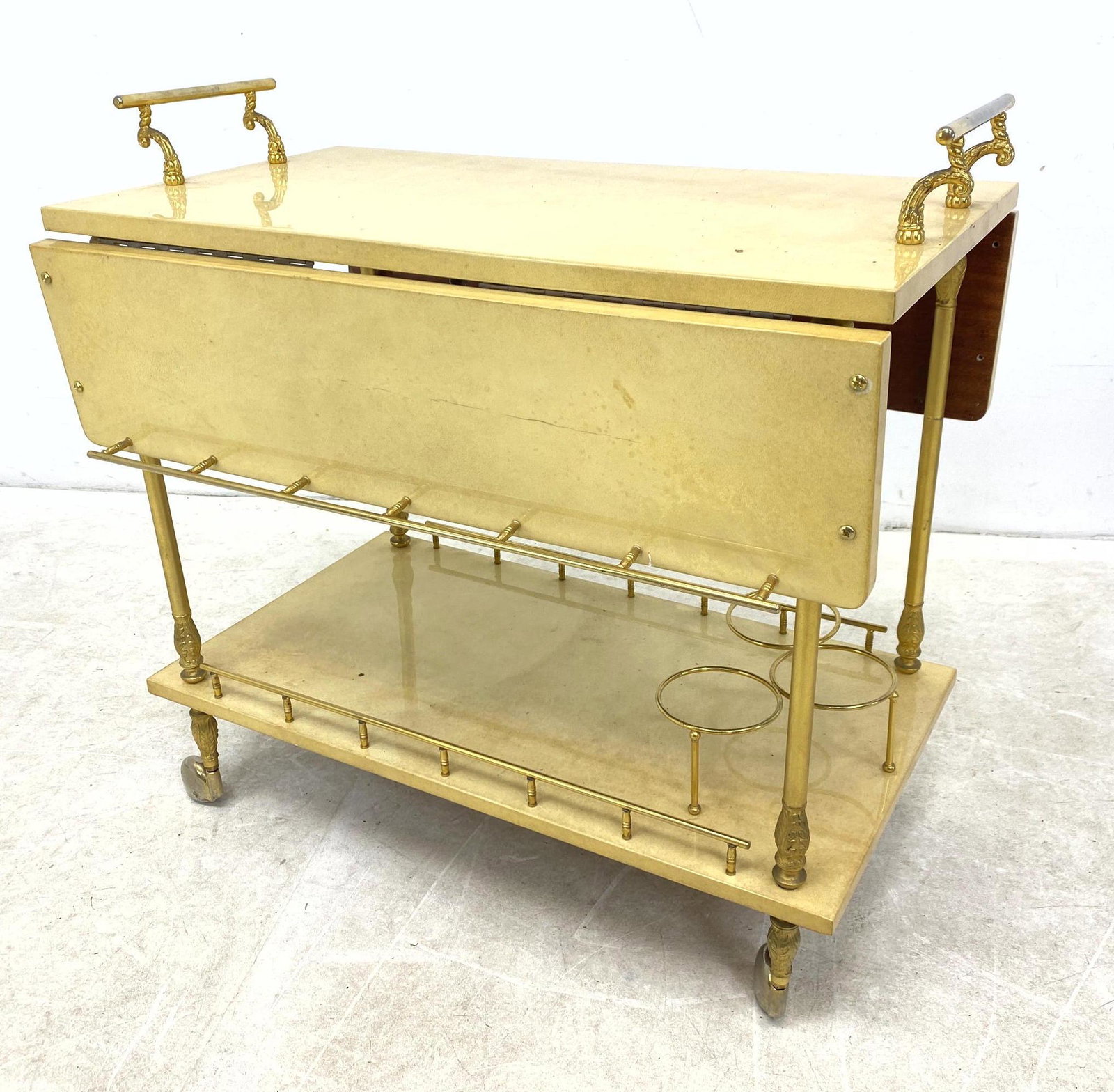 ALDO TURA Lacquered Goatskin Tea Bar Cart. Drop down si (1 of 15)