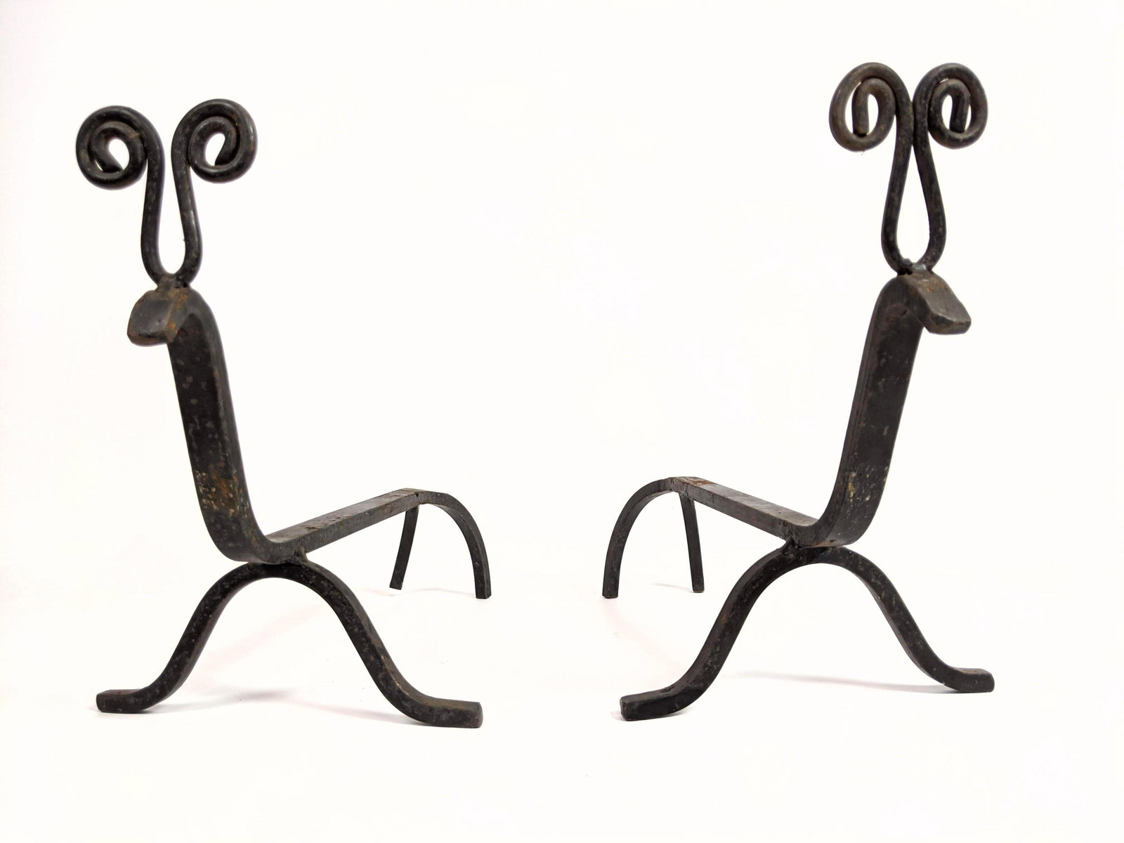 Small Pair of Samuel Yellin style Fire Dog Andirons. (1 of 8)