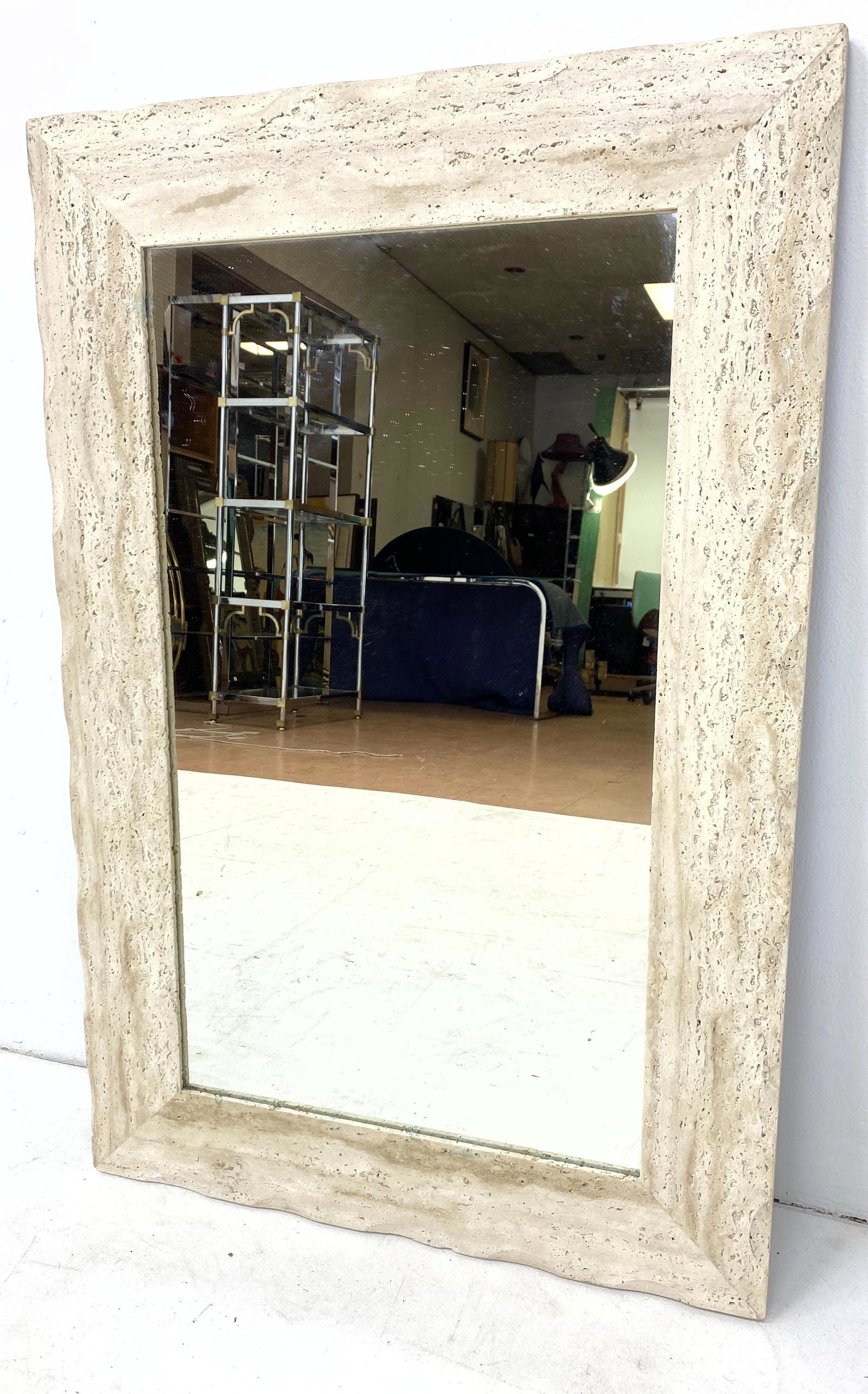 Wide Framed Travertine Wall Mirror (1 of 6)