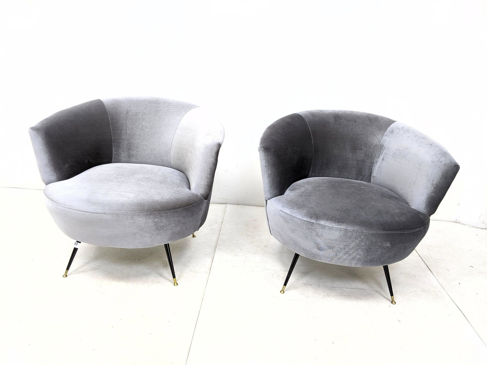 Pair Contemporary Italian Style Tub Chairs. Metal and b (1 of 11)