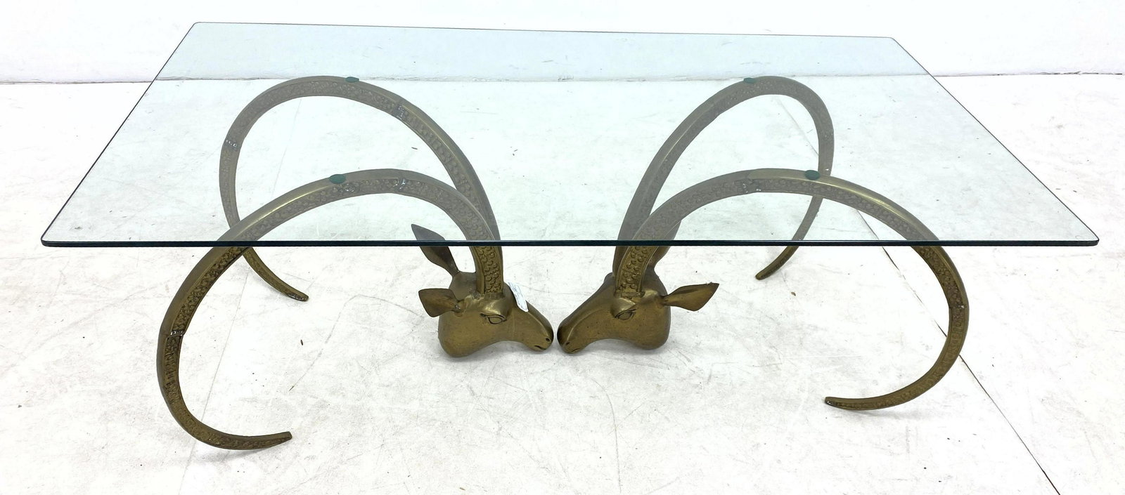 Leon Chervet Style Brass and Glass Ibex Cocktail Table (1 of 14)