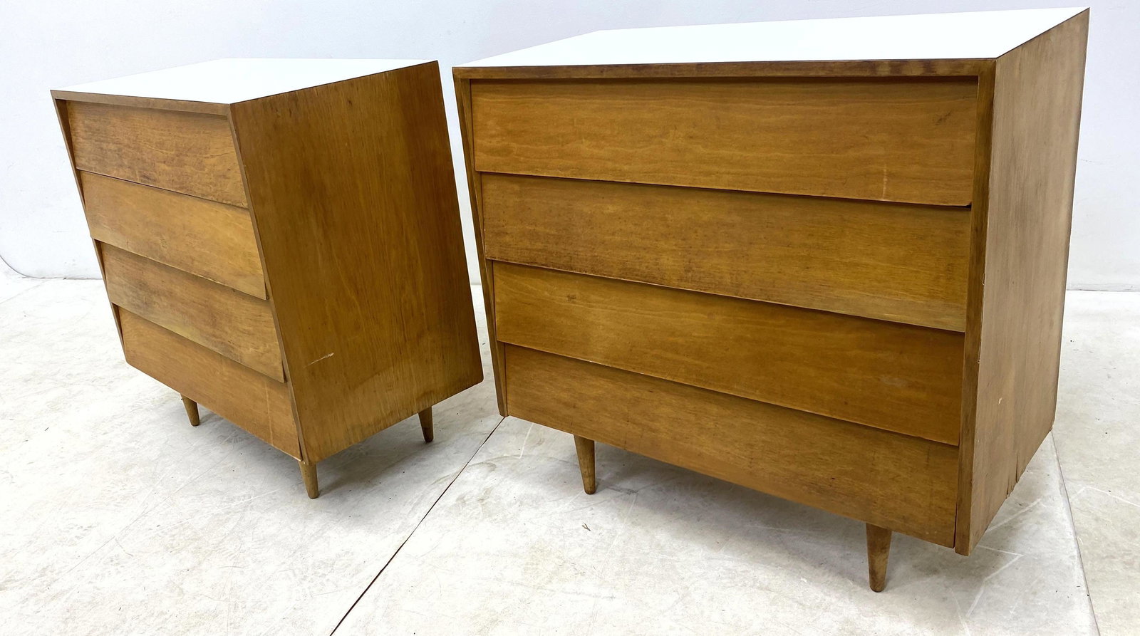Pr KNOLL Louver front Bachelor Chests Low Dressers. Whi (1 of 10)