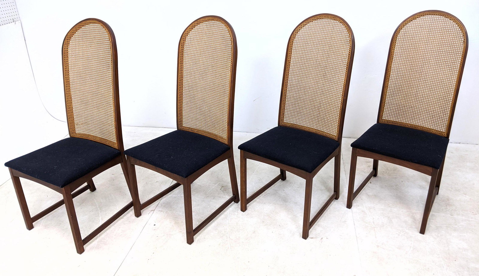 Set 4 Milo Baughman Tall Back Dining Chairs.  Cane Back (1 of 10)