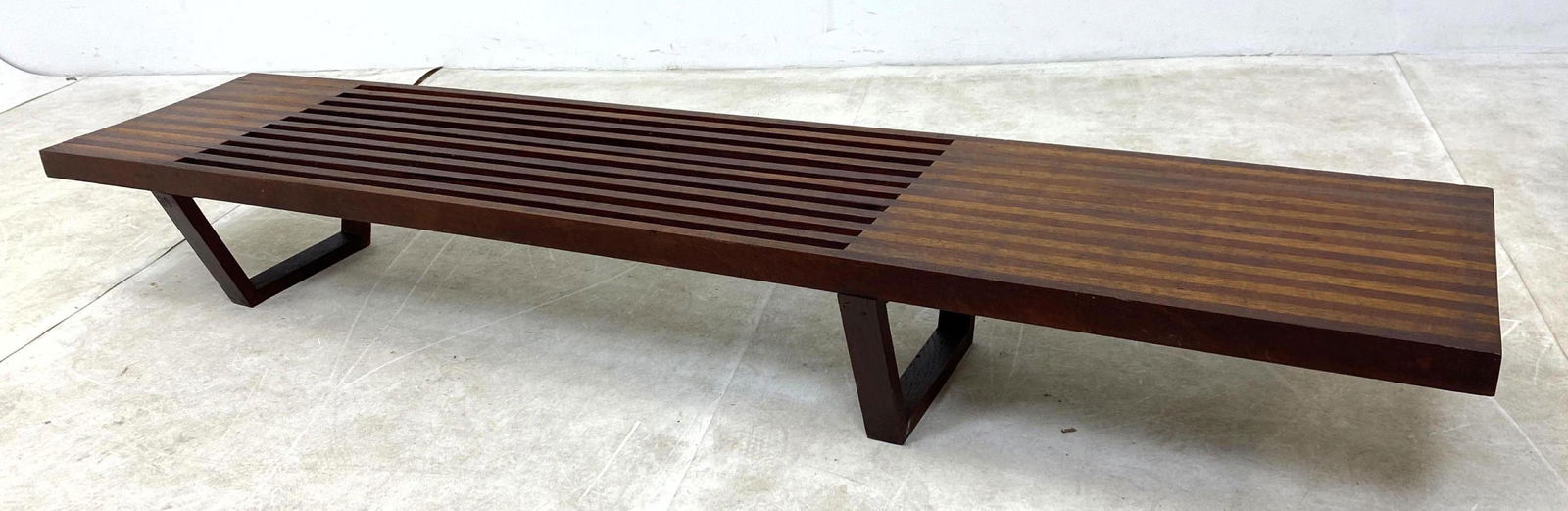 Long American Modern Slat Bench with Solid ends. (1 of 11)