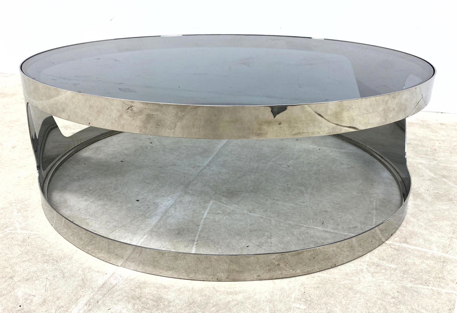 70Õs Modern Chrome and Glass Coffee Cocktail Table. Tin (1 of 5)