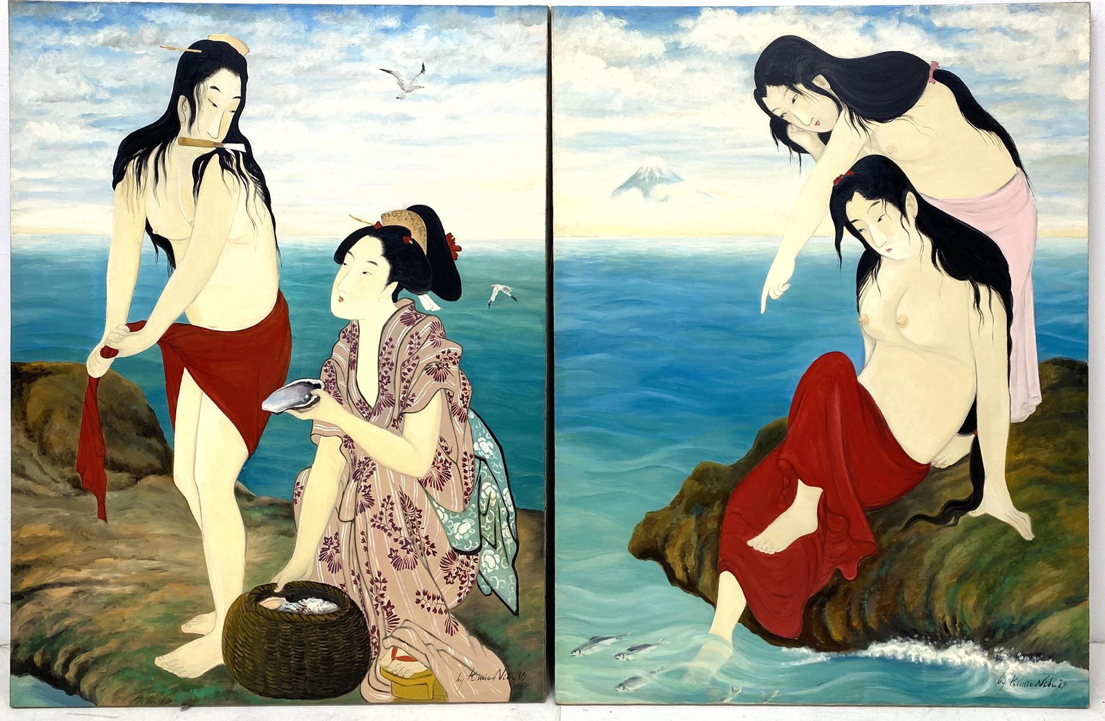 2 KIMIO NIBU 79 OPil Paintings on Canvas.   Each painti (1 of 9)
