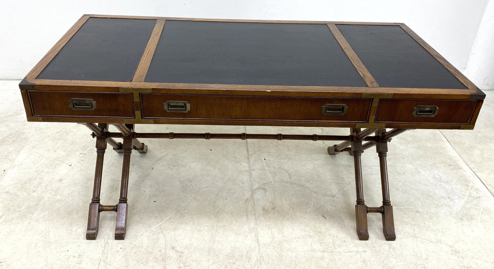 Three Drawer Campaign Desk. Modernist. Faux Bamboo "X" (1 of 8)