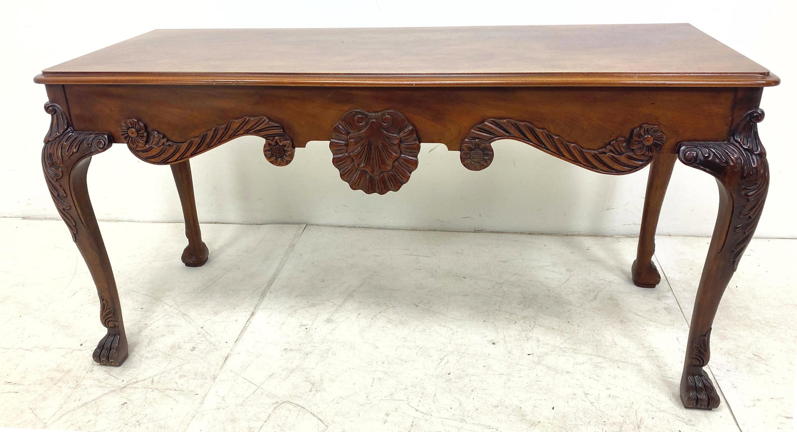 Mahogany Paw Foot Console Hall Table. Shell decorated s (1 of 10)