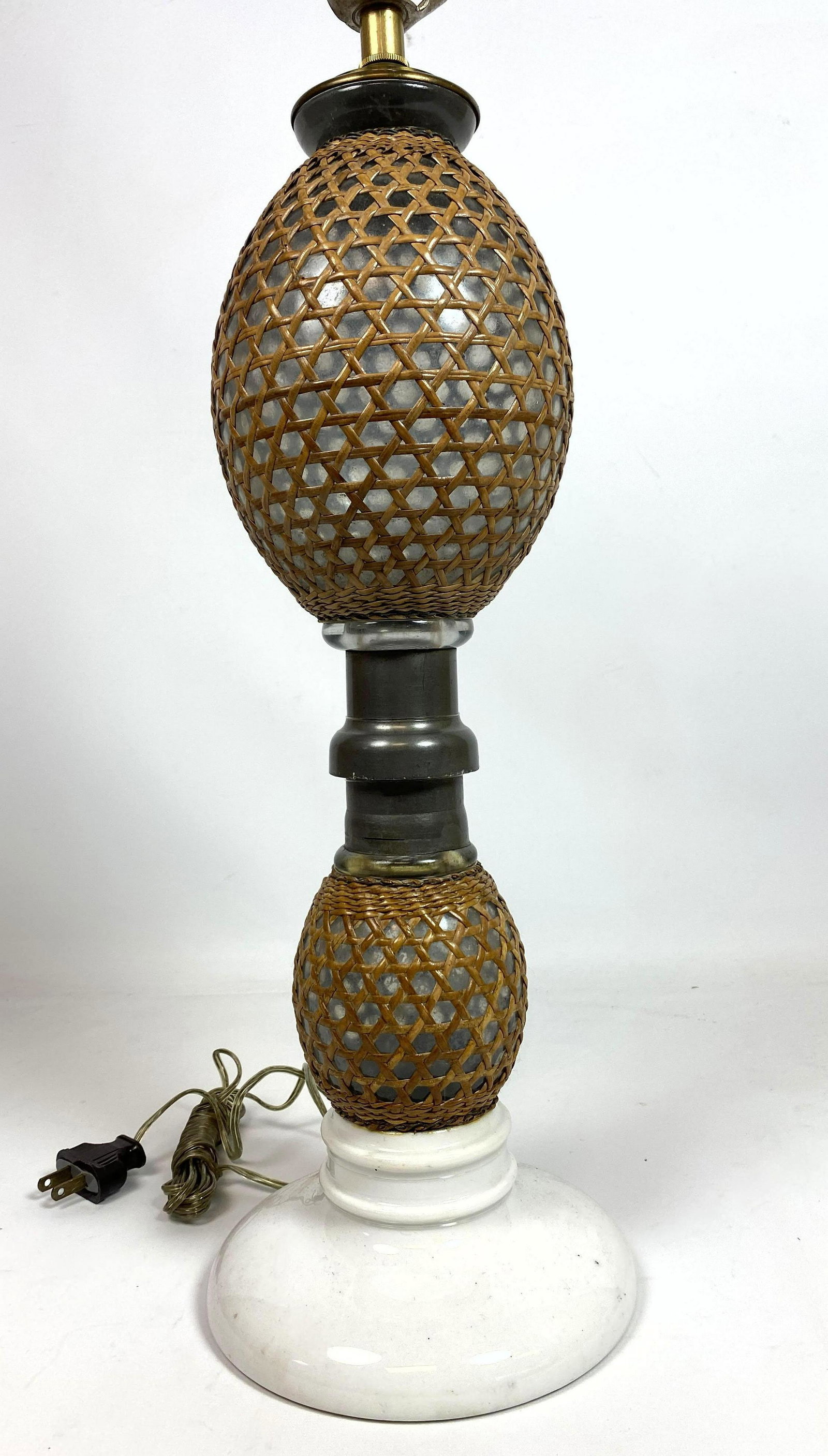 Antique Cane Wrapped Double Gourd Glass Bottle Mounted (1 of 12)