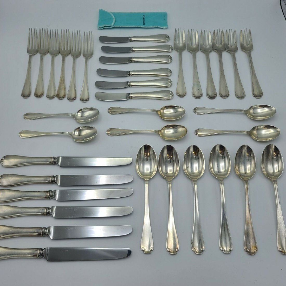 36pc Tiffany & Co Flemish 925 Sterling Silver Flatware (1 of 8)