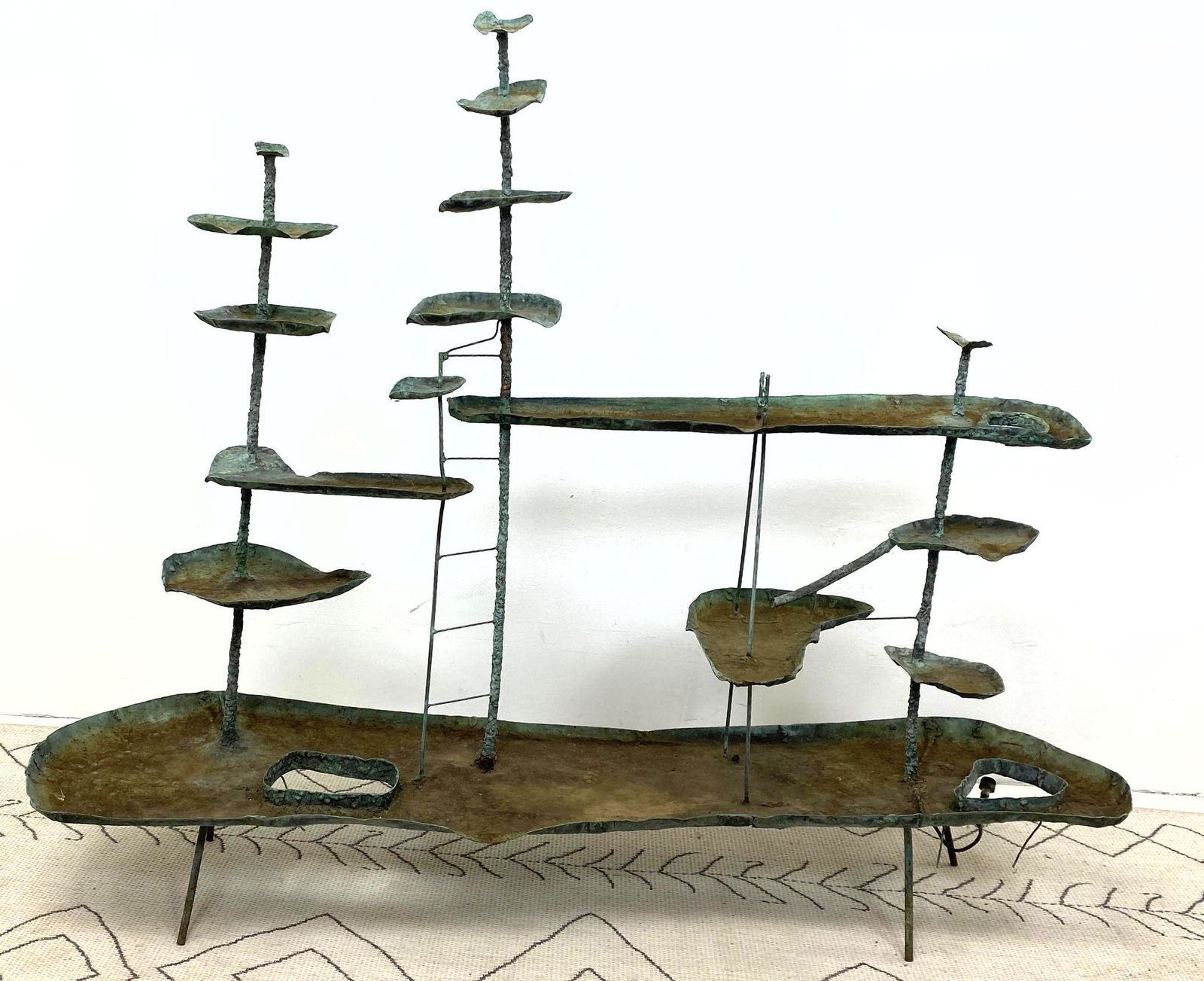 Large Abstract Copper Fountain Center. Multitiered free (1 of 10)