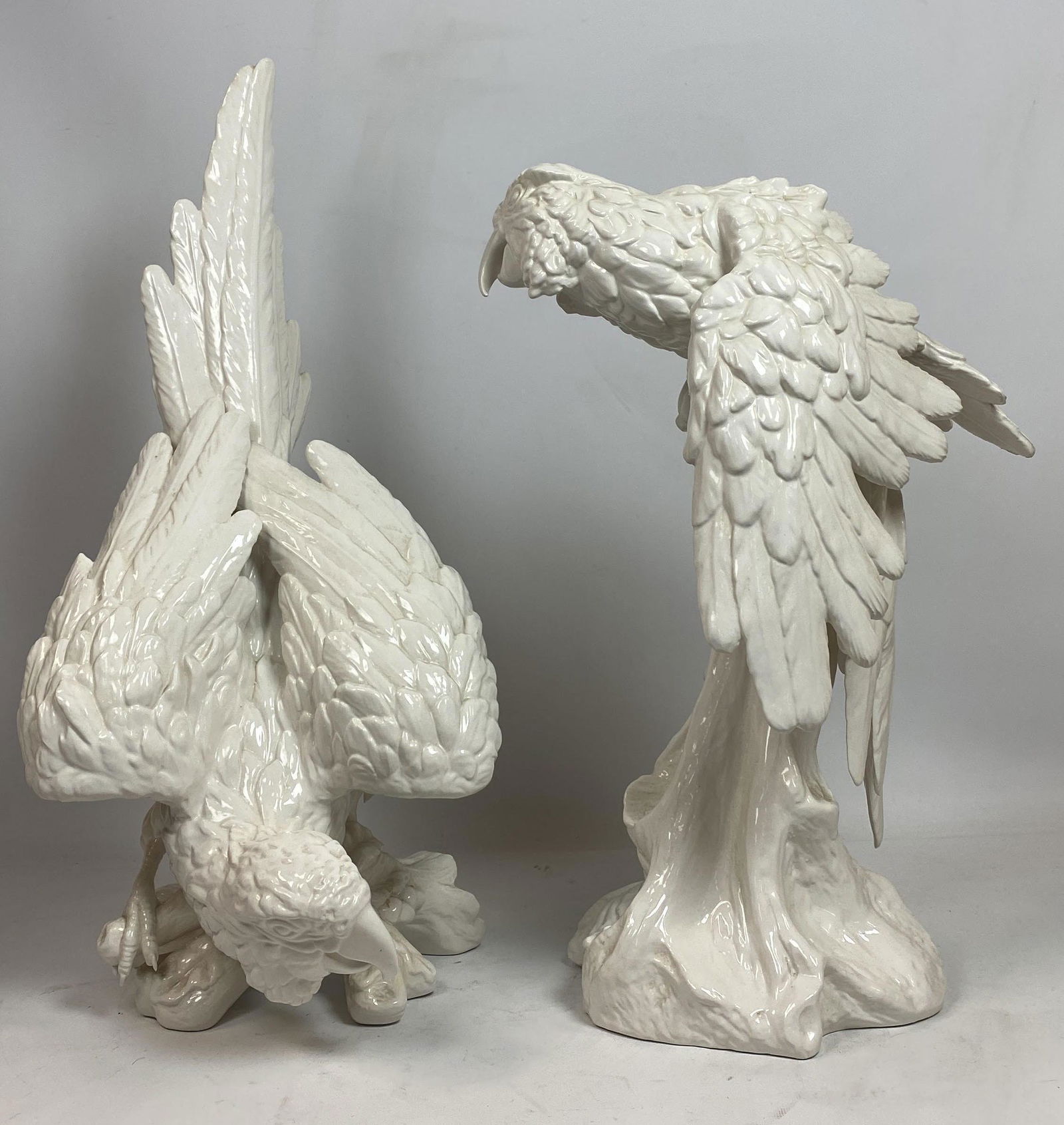 Pair Large Blanc de Chine Pottery Parrot Sculptures (1 of 8)