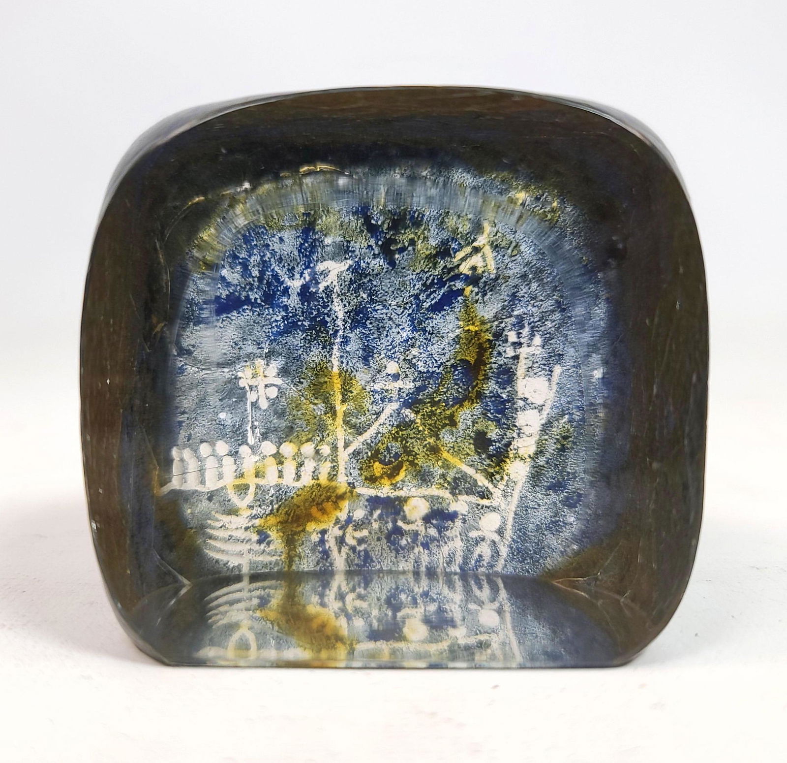 Kosta Boda Goran Warff Lappland Series Stick People Art: Kosta Boda Goran Warff Paperweight. Lappland Series Stick People Art Glass Paperweight-- Dimensions: H: 2.25 inches: W: 2 inches: D: 2.25 inches ---