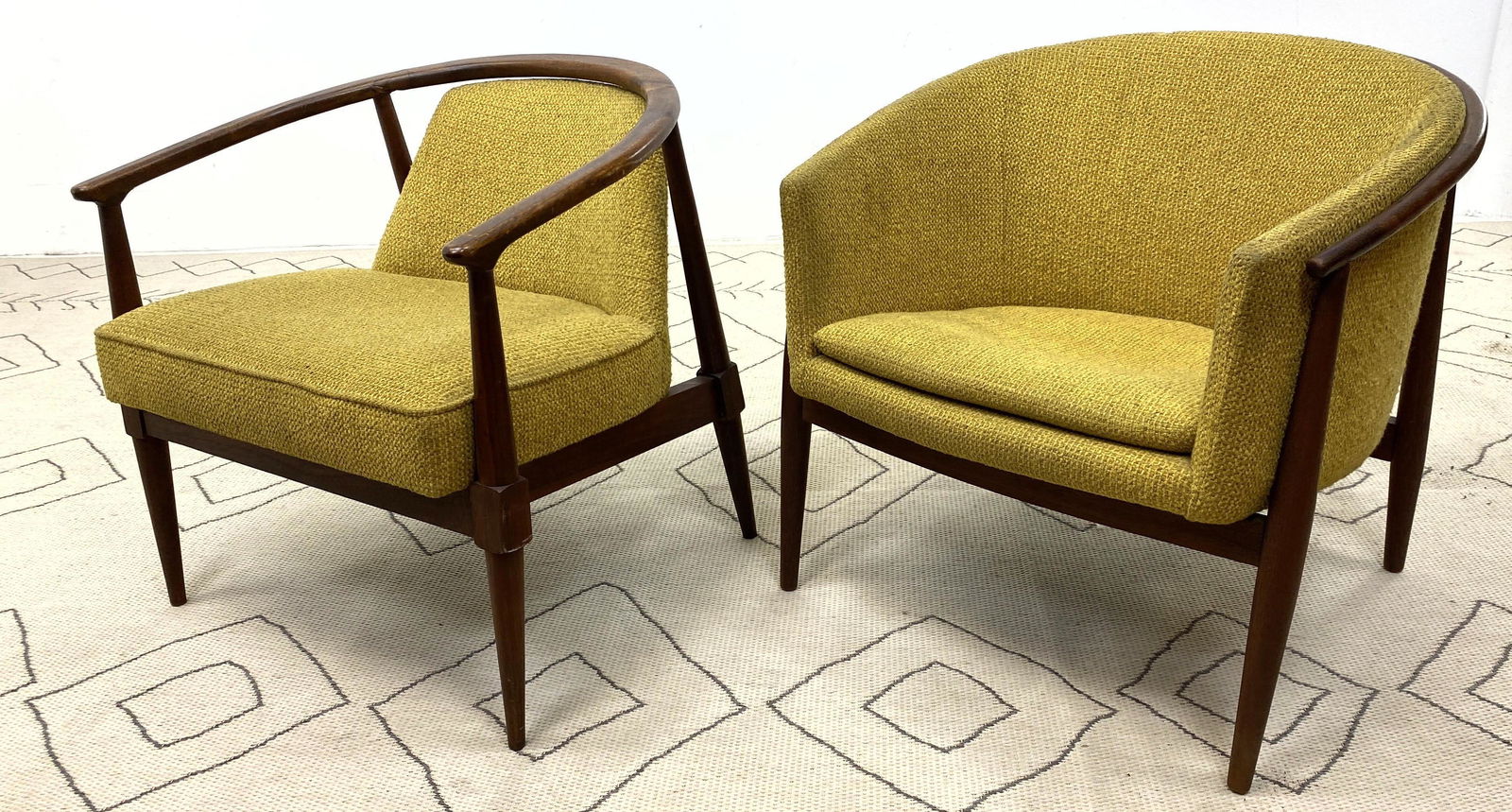 2pcs American Modern Lounge Chairs with Walnut Frames. (1 of 13)