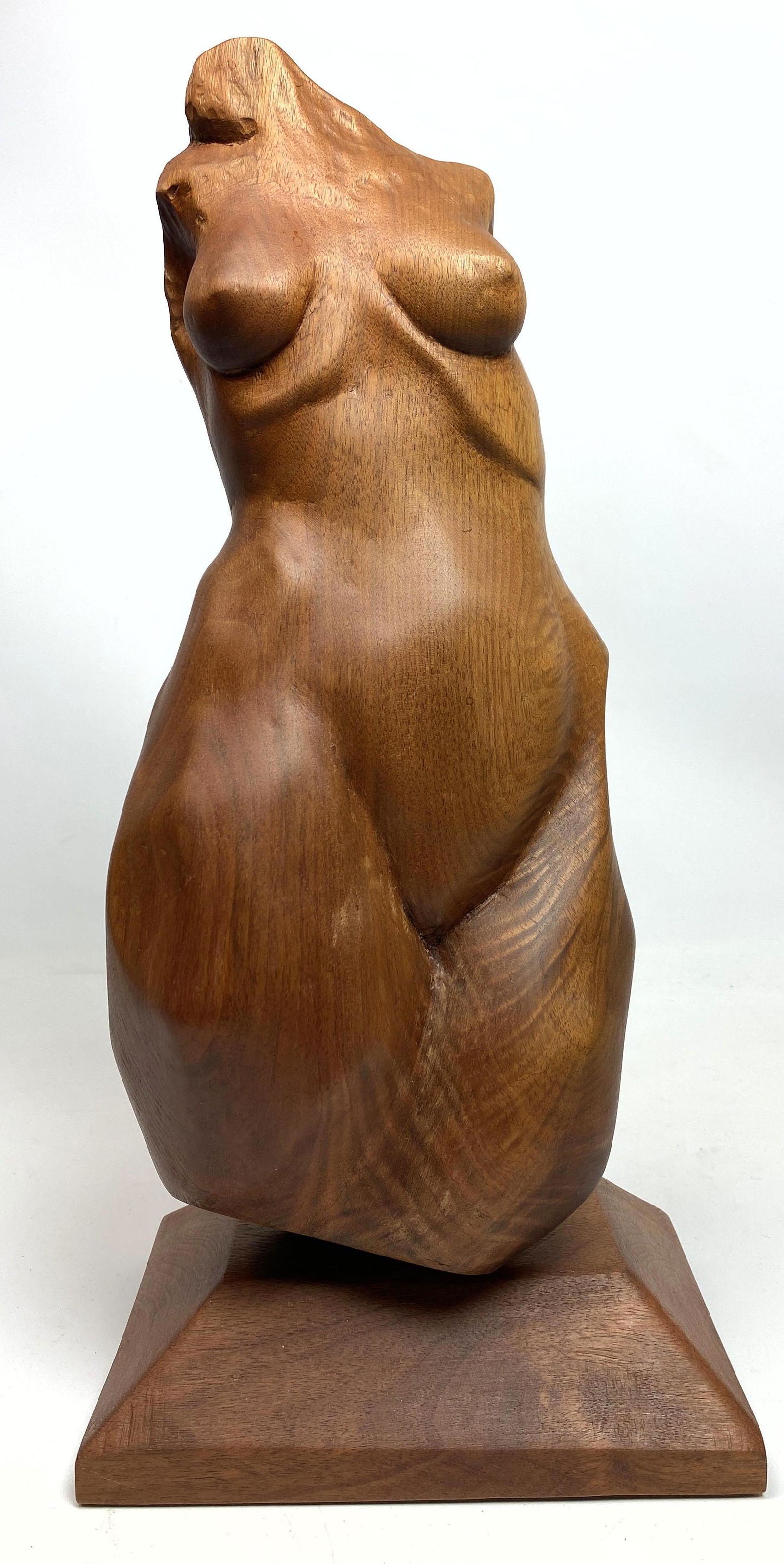 Artist Signed TORSO Wood Sculpture.  Natural Wood. Sign (1 of 9)