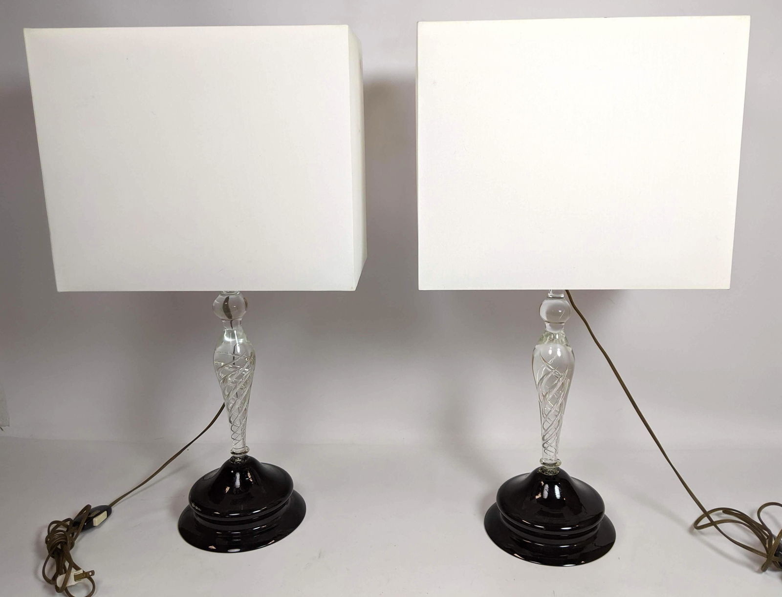 PR SALVIATI Crystal lamps with black bases. Labeled. (1 of 9)