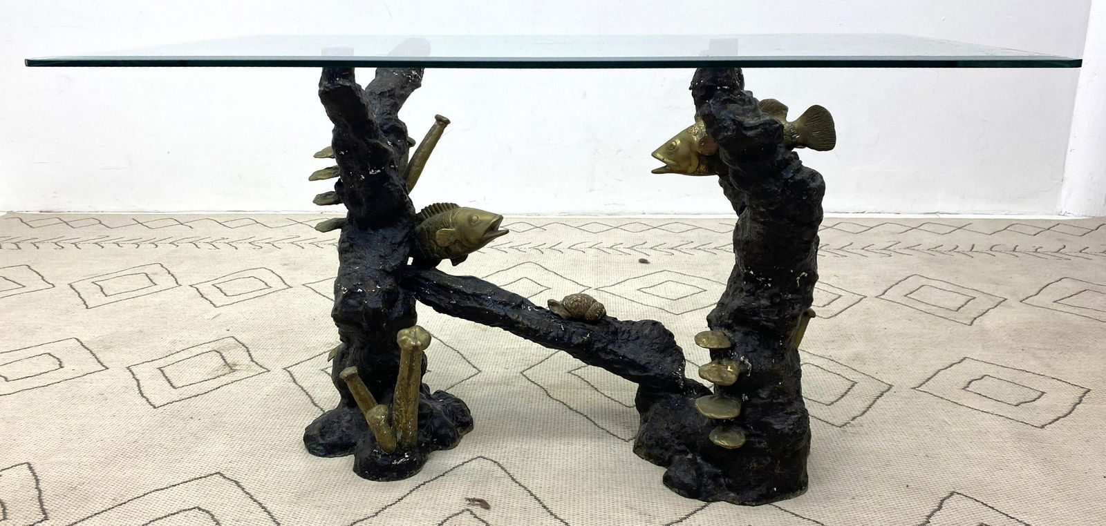 Decorator Oversized Console Table.  Heavy Bronze Base D (1 of 11)