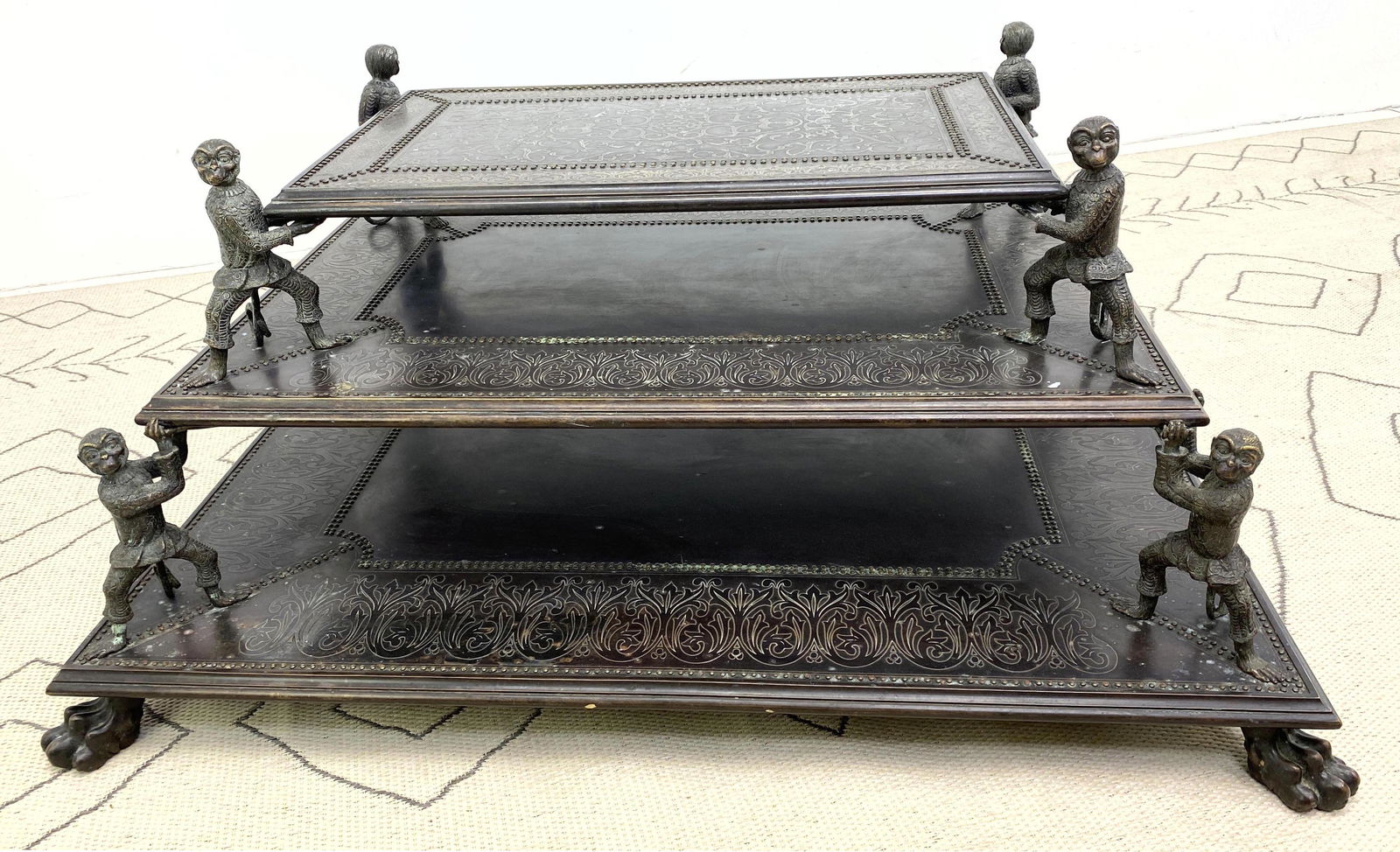 Wonderful Maitland Smith Bronze Coffee Table. Three tie (1 of 11)