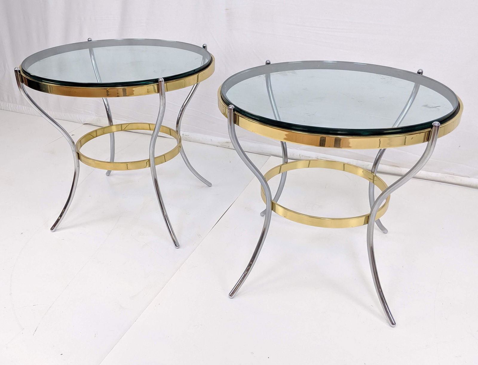 Pr KARL SPRINGER Style Tabouret Side Tables. Heavy Dire (1 of 8)