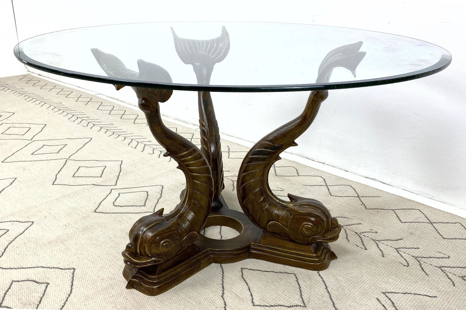 Decorator Cast Metal Dolphin Form Center Dining Table (1 of 9)