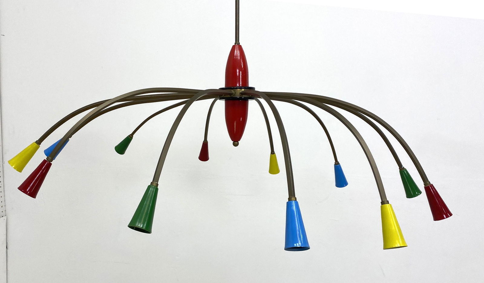 Italian Stilnovo Burnished Brass Spider Chandelier  Pen (1 of 8)