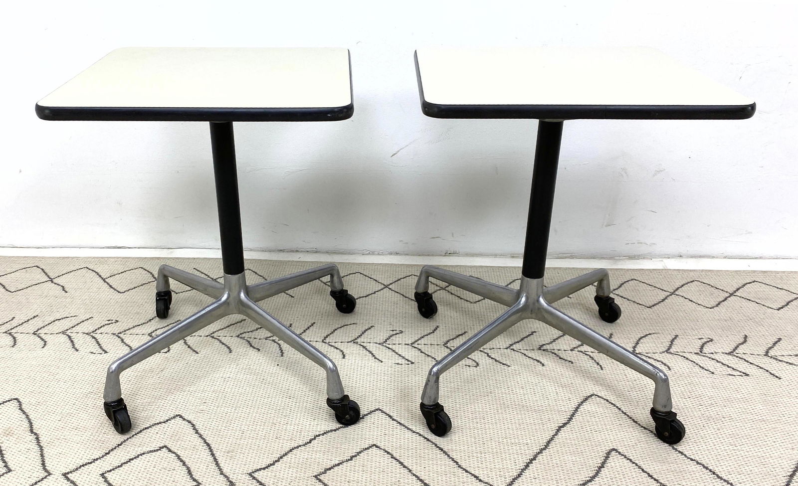 Pair Charles & Ray Eames Rolling Side Tables. Herman Mi (1 of 8)