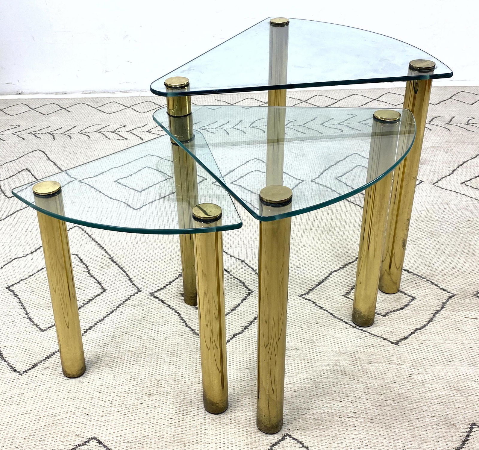 3 Level Brass Side Table. Brass tube legs. (1 of 7)