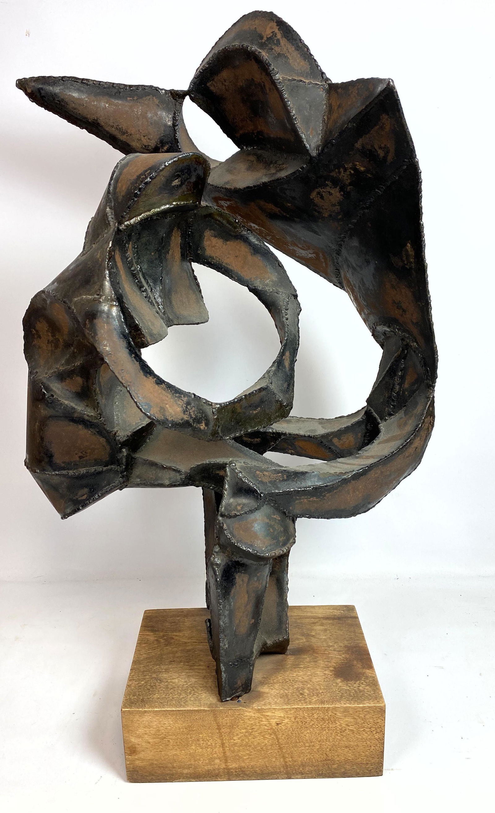 Welded Steel Brutalist Sculpture of Figures. Mounted on (1 of 12)