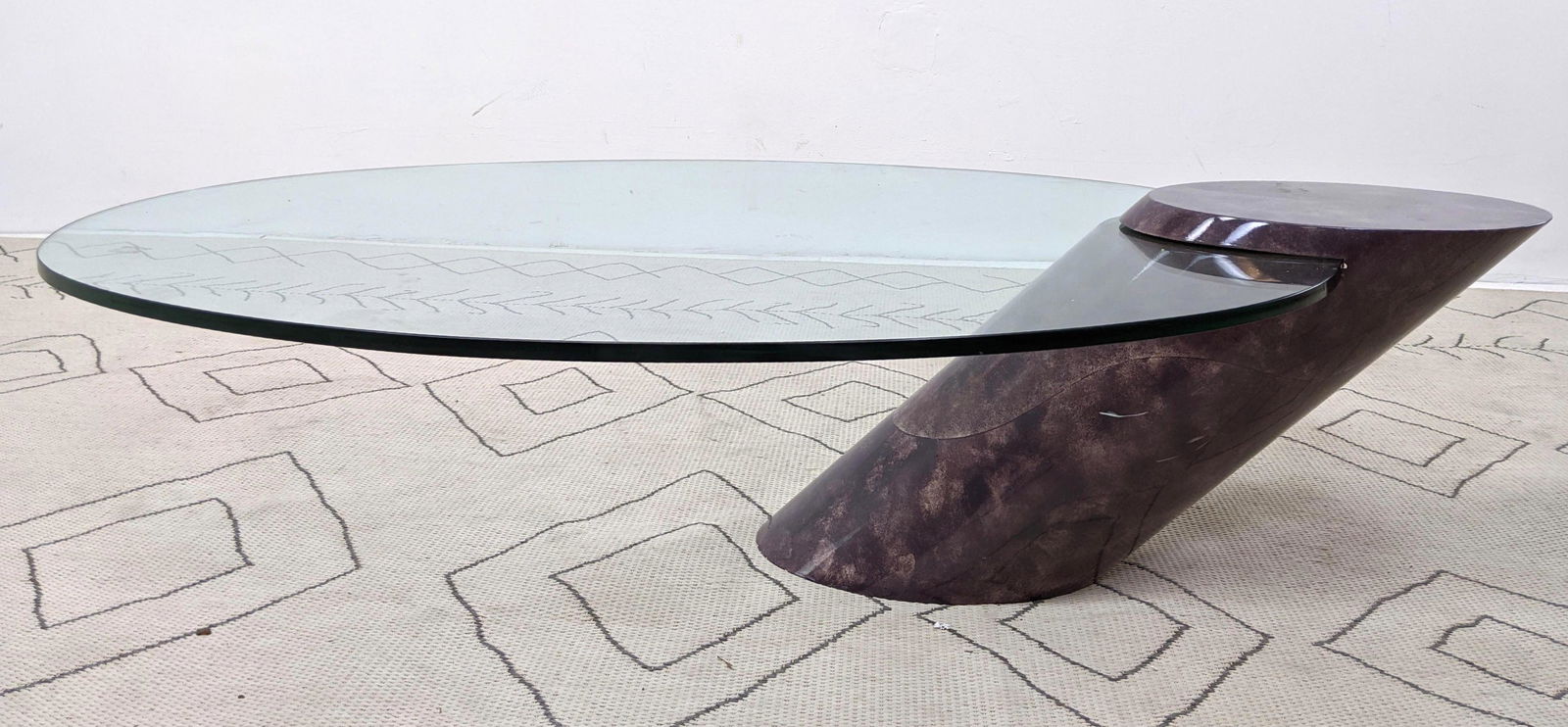 Karl Springer Style Cantilever Coffee Cocktail Table. G (1 of 5)